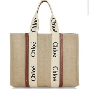 Large Chloe Woody Tote - White/Brown